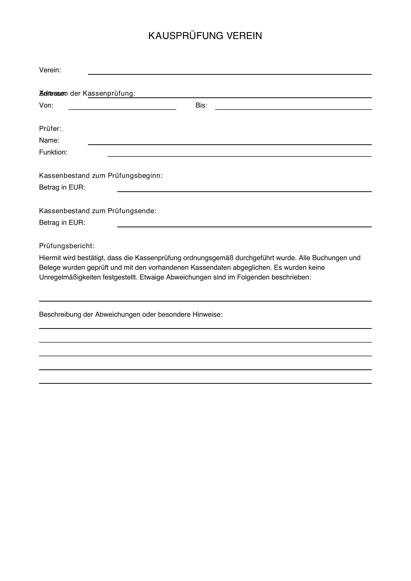 Kassenprüfung Verein Muster