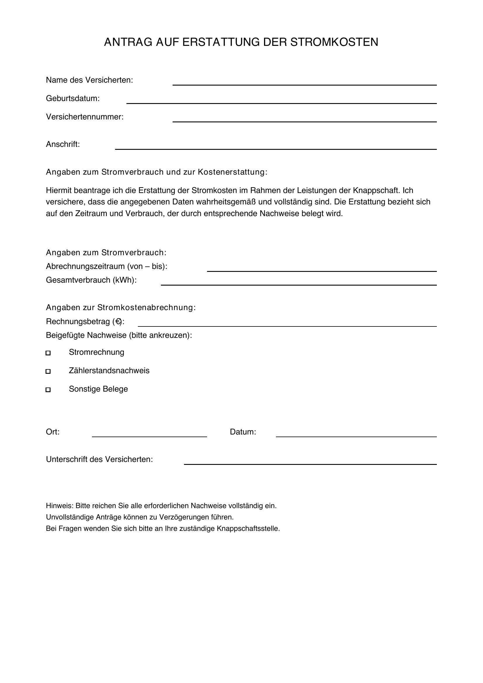 Knappschaft Stromkostenerstattung